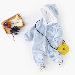 Sanlutoz Christmas Winter Warm Hooded Baby Rompers Cute Fleece Thickened Toddler Jumpsuits Long Sleeve