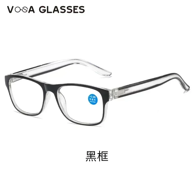 Square Computer Presbyopic Eyeglasses Anti Blue Light Reading Glasses Fashion Women Men Clear Spring Legs Frame Eyewear image 5