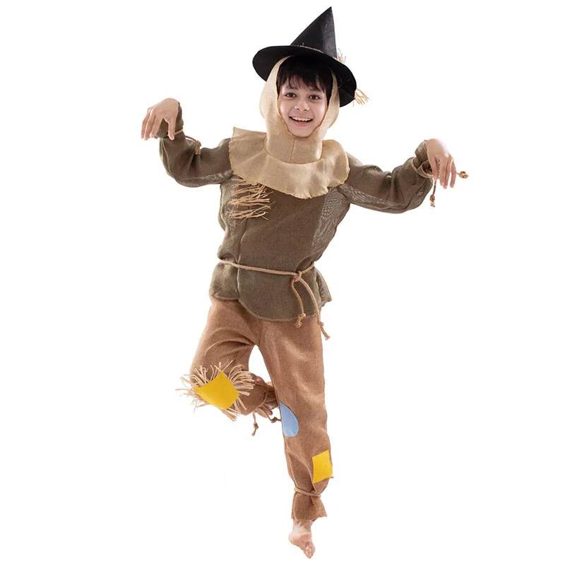 

Toddler Niño Wizard Of Scarecrow Pumpkin Outfit Carnival Halloween Purim Fancy Dress Up Fairytale Book Week Enfant Costume
