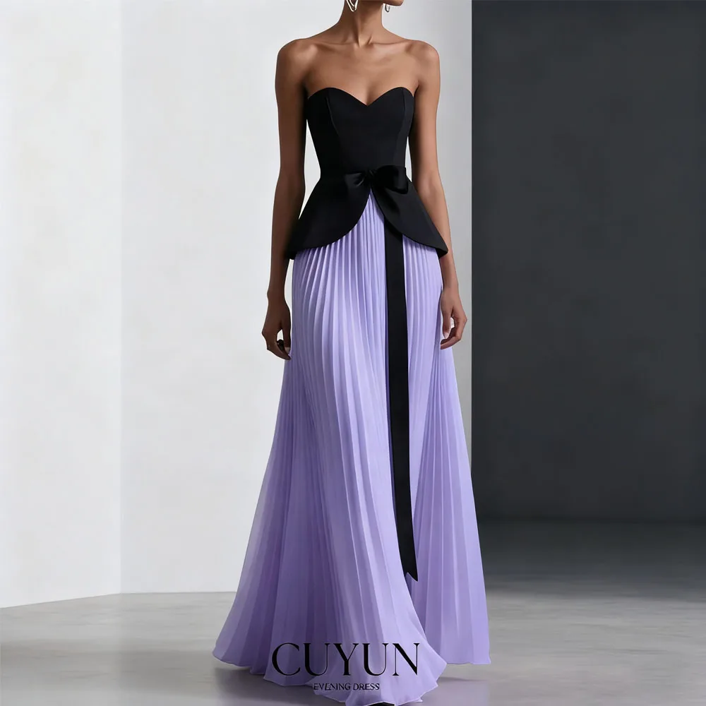 

CUYUN 2026 Роскошные женские вечерние платья без бретелек, черное и фиолетовое вечернее платье, элегантное платье для выпускного вечера по индивидуальному заказу для торжественных случаев