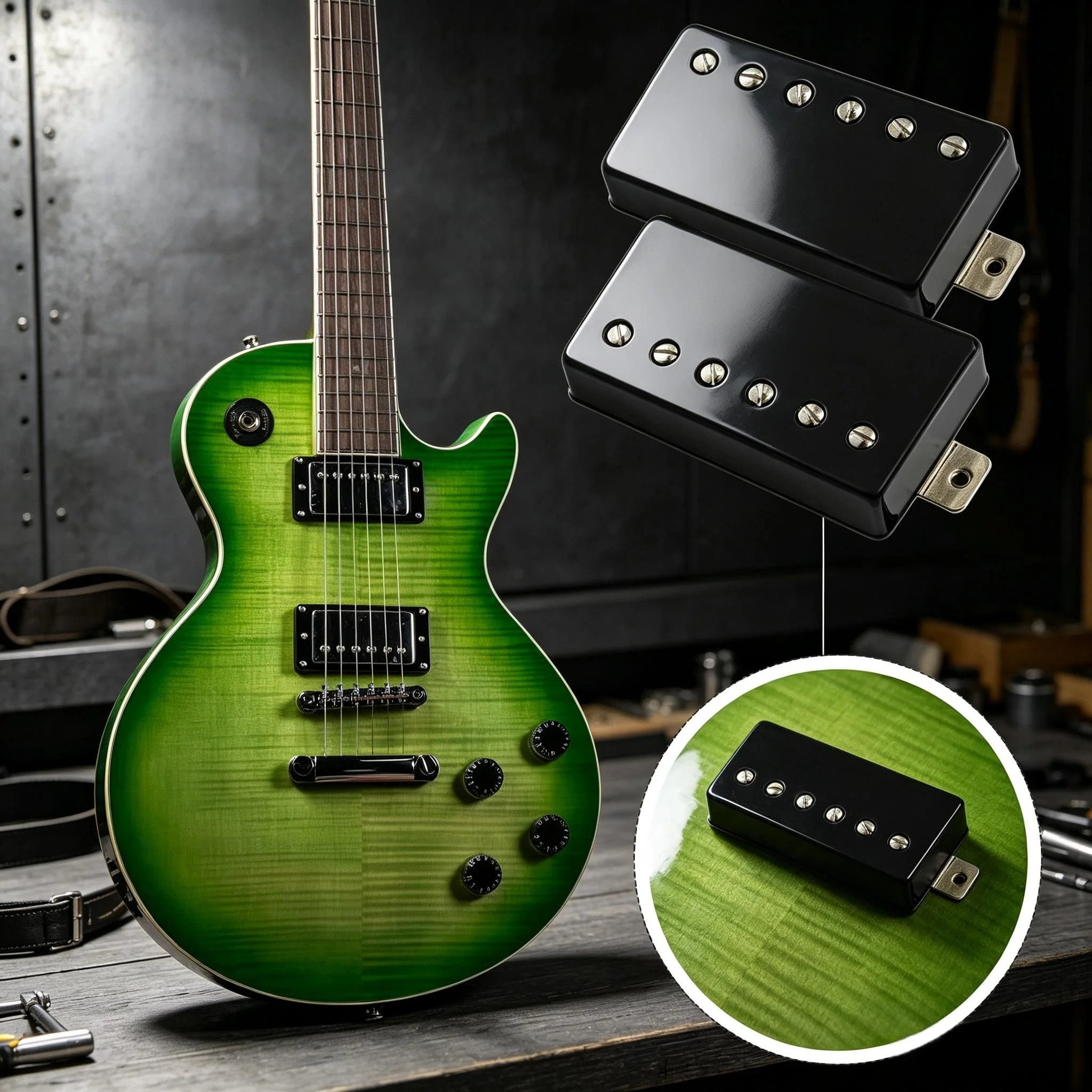 RUKOVA LP Vintage Alnico 2 Covered Humbucker Pickups Set Neck & Bridge 7.6K/8.8K for LP Style Electric Guitar