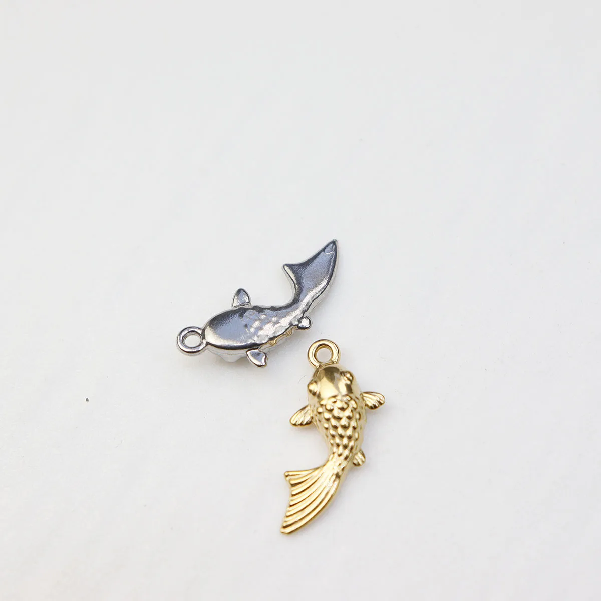 5pcs Cast Stainless Steel Fish Fashion Jewelry Accessory Charms DIY Handcraft PVD Vacuum Plate Waterproof Antiallergic