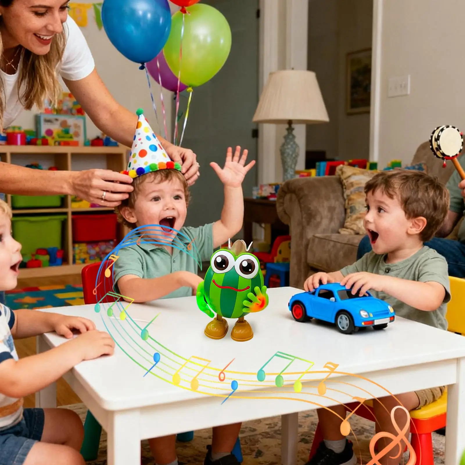 لعبة روبوت راقص فواكه تعليمية تفاعلية مع أضواء وأصوات لمرحلة ما قبل المدرسة وأعياد الميلاد للأولاد والبنات والمدرسة المنزلية