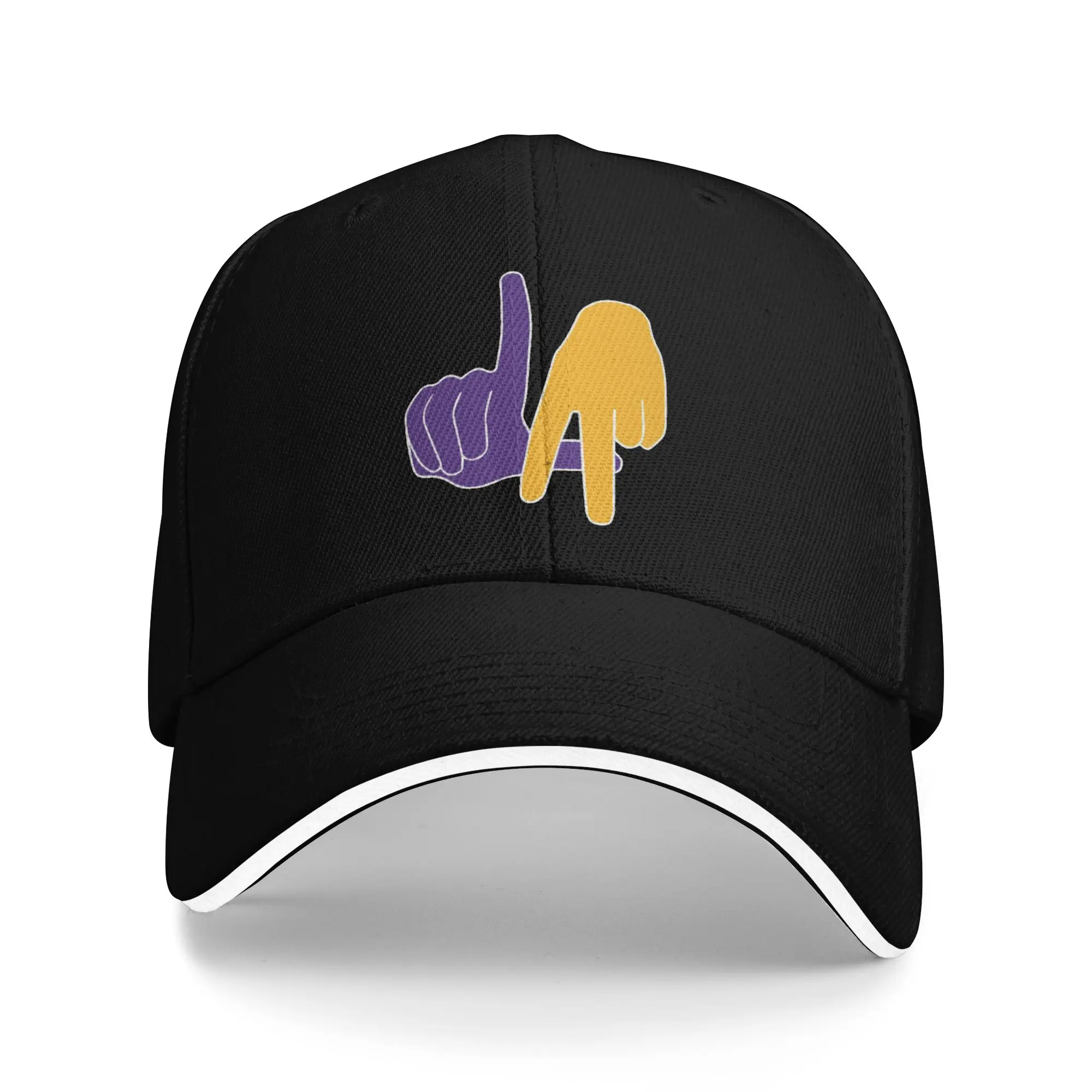 Y2K Yellow Purple L-Lakers Hand Sign Custom Baseball Caps For Womens  Printing Female Beach Coquette Hat Hip Hop Trucker Cap