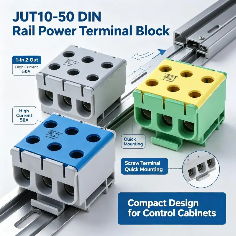 DIN Rail Aluminum Junction Box JHT10 1Pcs 50mm² Screw Cable Connector for Communication Equipment Wiring Installation