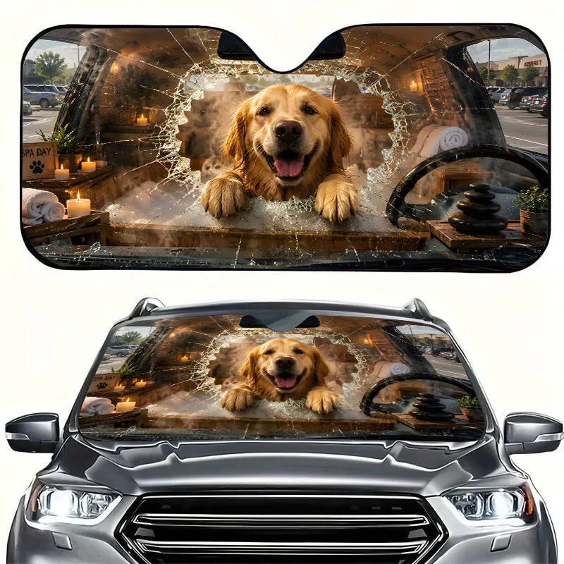 1Pcs Playful Design Sun Shade For Car Windshield, Easy Installation, With 4 Free Suction Cups, For Suv & Rv, Vehicle Heat Shield