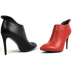 Women's Ankle Boots 2024 Luxury Brand Designer Shoes Red & Black Pair Booties Ladies Female High Heel Boots Customized