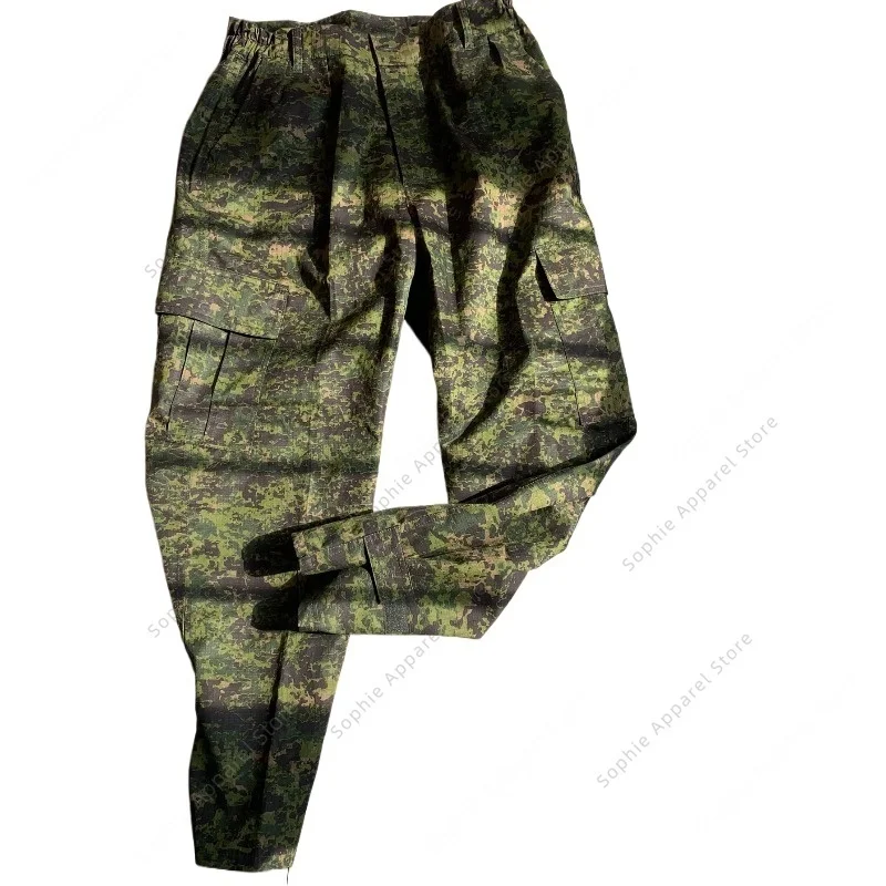 Spring Summer Green Floral Camouflage Training Pants Multi-pocket Outdoor Hiking Work Wear Trousers Men