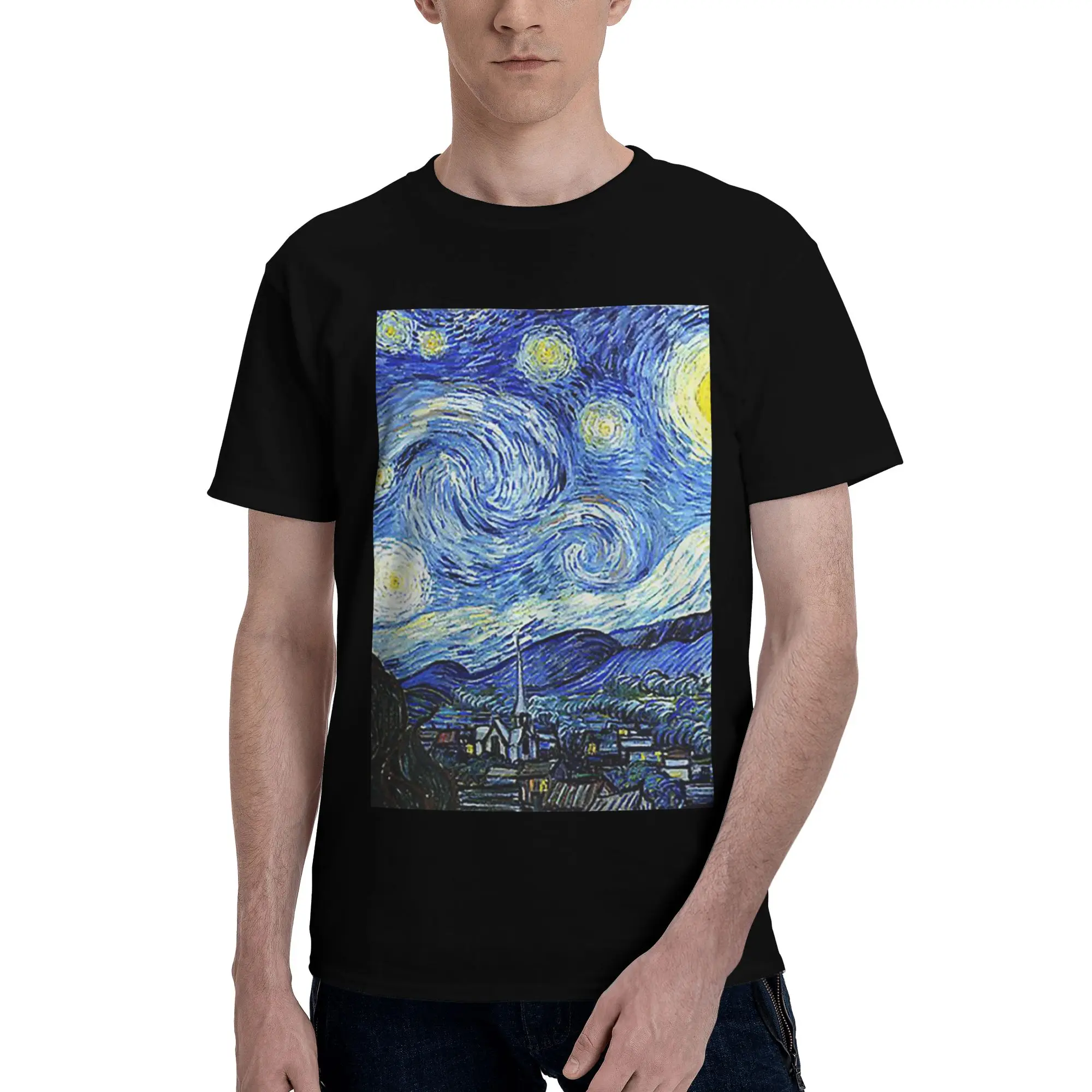 

Винсент Ван Гог Звездная ночь футболка из 100% хлопка мужские забавные футболки мужские с круглым вырезом с коротким рукавом S-6XL