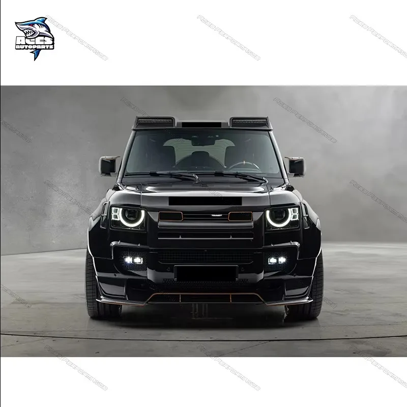 طقم جسم عريض من ألياف الكربون الجافة على طراز M لسيارة لاند روفر ديفندر محرك غطاء محرك السيارة سقف سبويلر طقم تحويل غطاء العجلة الاحتياطية