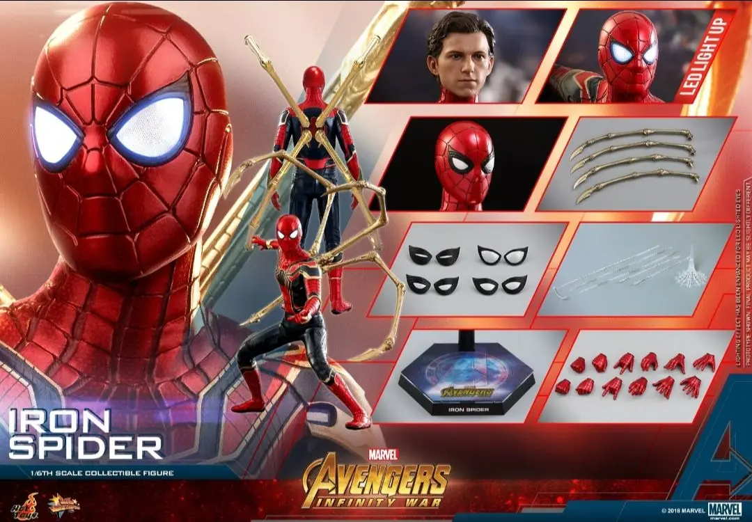 

Stock Hot Toys HT 1/6 MMS542 MMS482 Hero Expedition Красный и черный костюм Человека-паука Модернизированный костюм Мстители Бесконечная война Железный Человек-паук