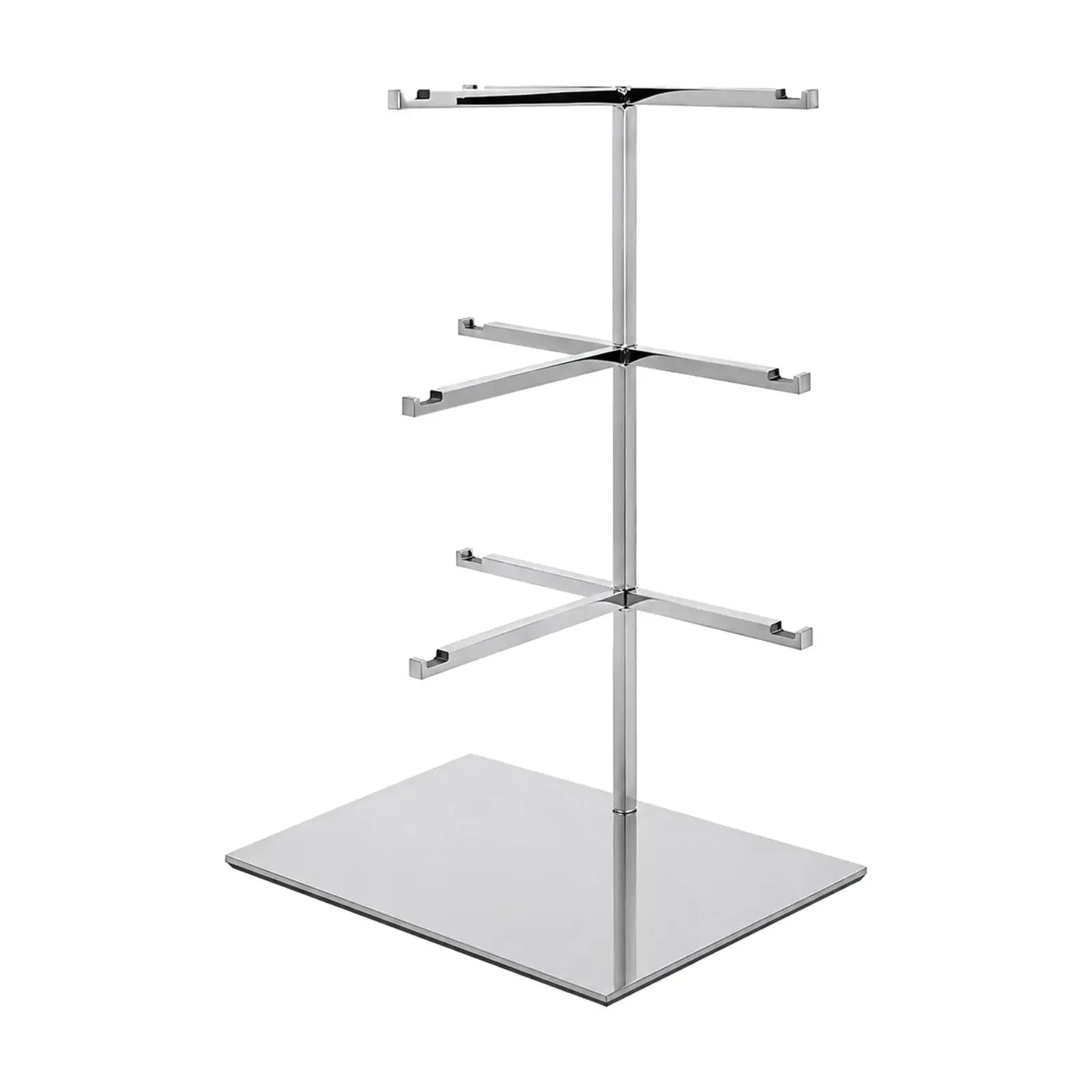 Stainless Steel Spectacle Display Rack for Retail Counter Eyewear Organizer with Three Tier Arms Stand Display