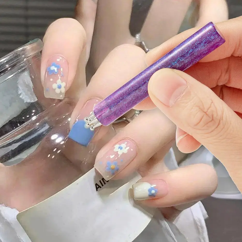 DIY Nail Art 5-Petal Dotting Tool Flower Creator 1.8mm Fine Tip Rhinestone Pickers Glitter Handle Manicure Nail Tools Brushes