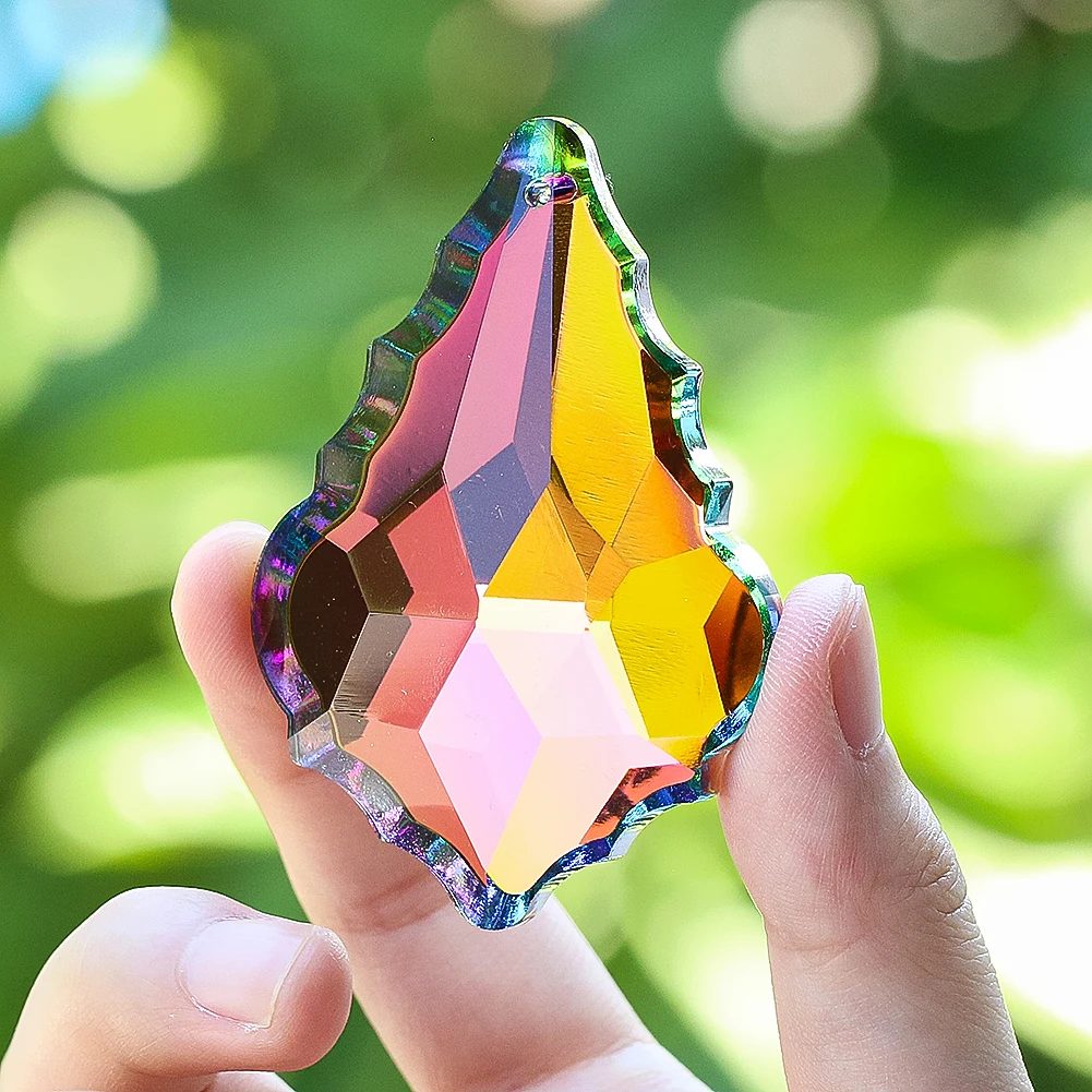 Multicolored Leaf Shape Crystal Dreamlike Pendant Prism Sun Catchers Diy Wedding Decor Home Wedding Party Decoration Ornament