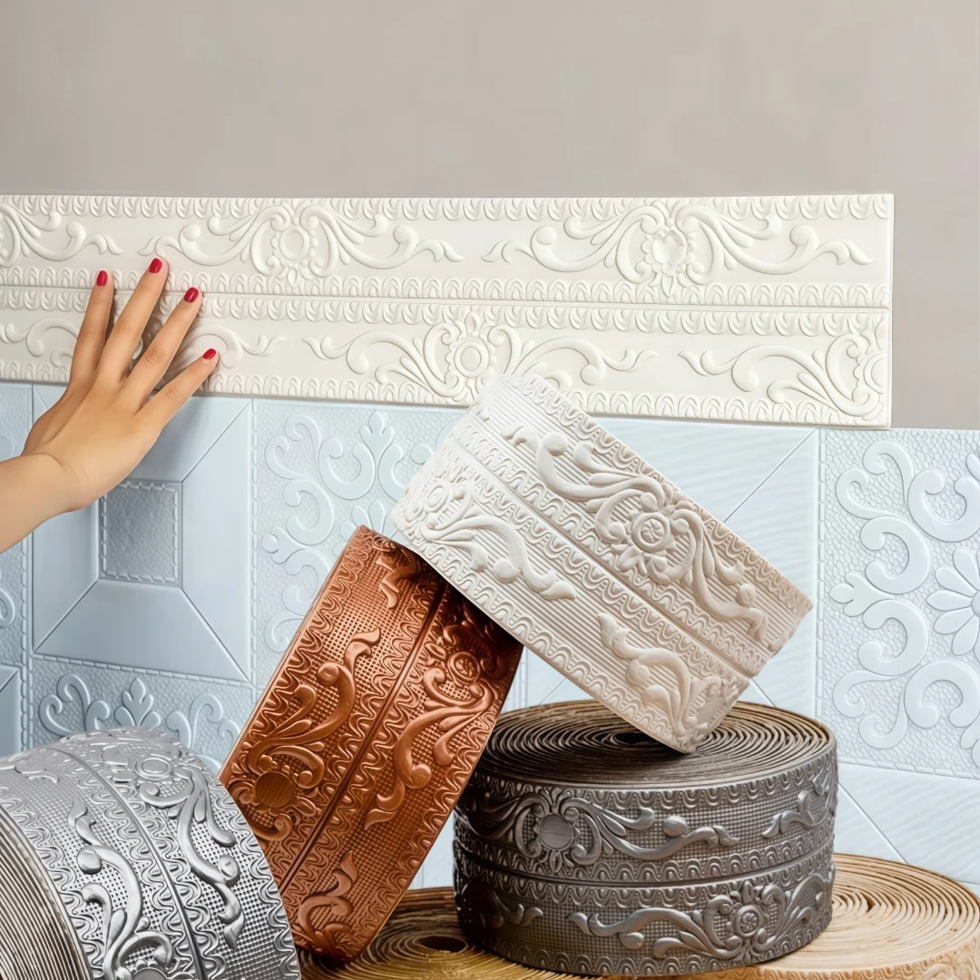 1pc 230cm/90.5in Molding Peel and Stick，Flexible Foam Molding Trim, Peel and Stick Molding， Flexible Wallpaper Border Wall Trim