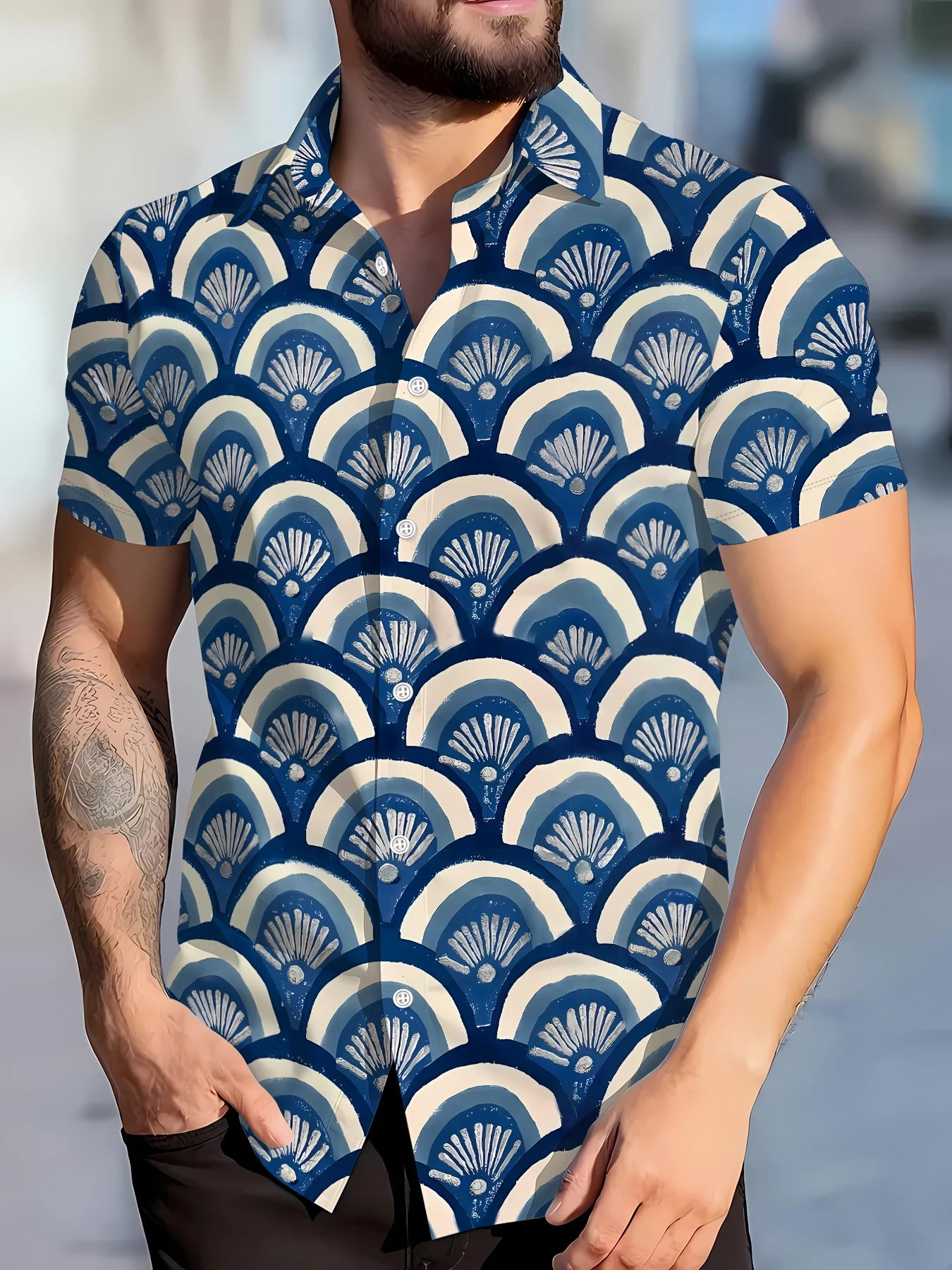 

2026 Summer Men's Shirt - 3D Printed Design Breathable and Sweat-Wicking Casual and Fashionable Streetwear for Men
