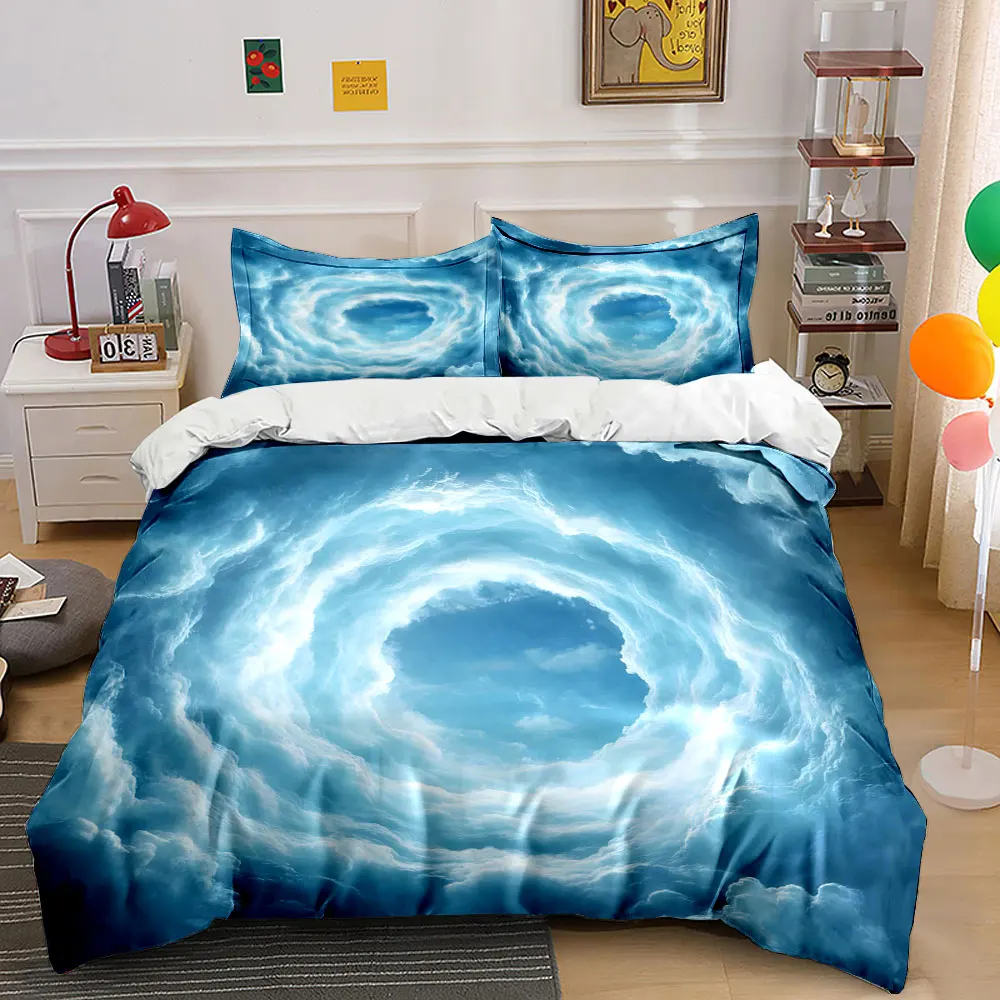 Bright sky through swirling clouds Printed Duvet Cover Set 1 Duvet Cover+2 Pillowcase Multi Size Bedroom Bedding Decoration