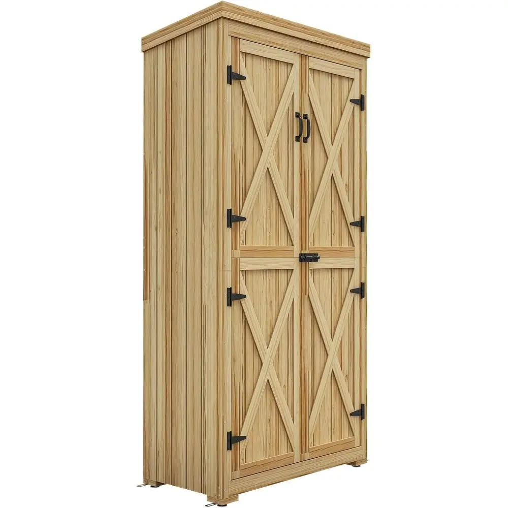 

Прочный деревянный сарай из натурального дерева с оцинкованной крышей, 3-ярусным хранилищем и надежным замком