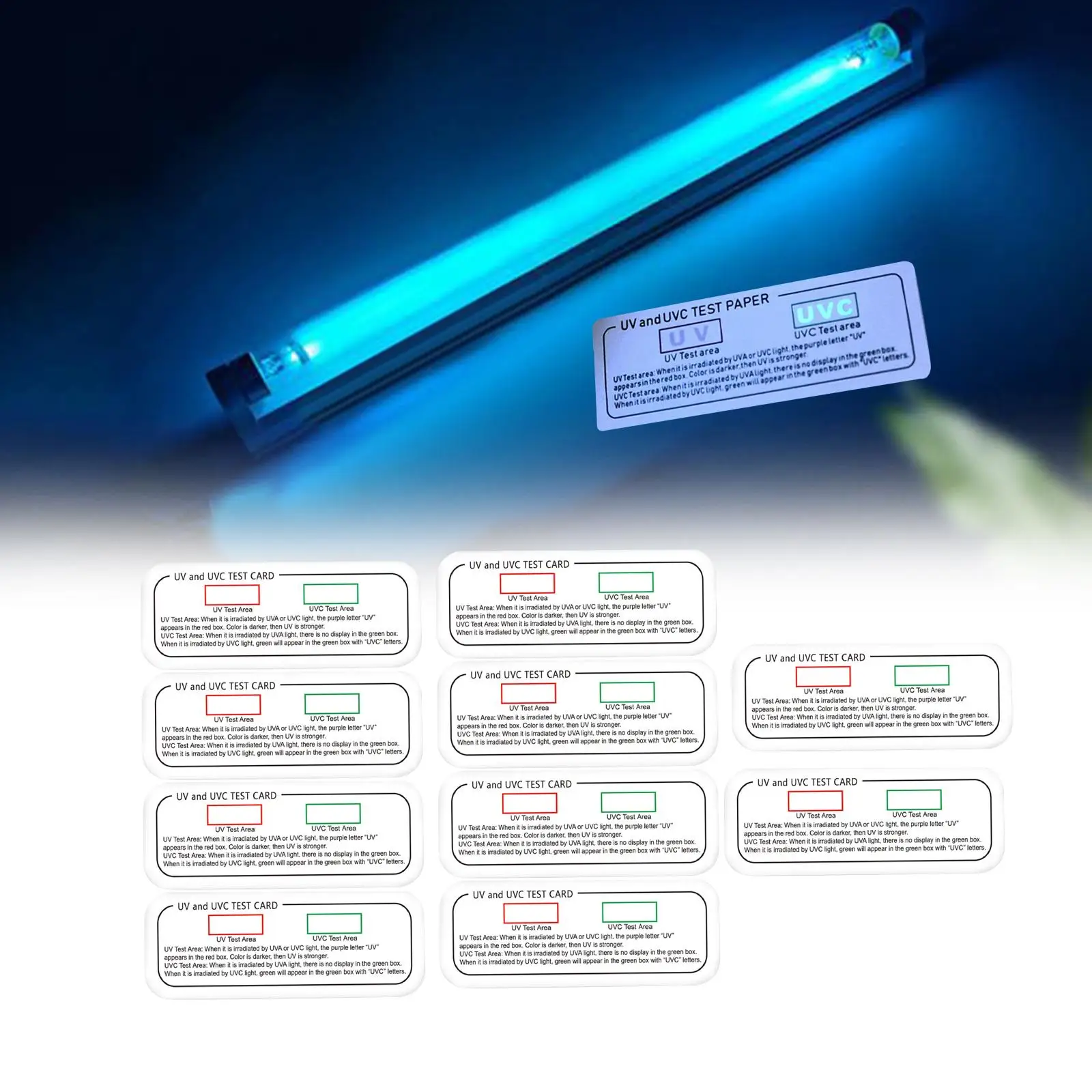 

10x тестовая карта UVC для использования с индикатором длины волны UVC Многоразовая карта индикатора дозирования УФ-излучения Карта тестирования интенсивности УФ-излучения