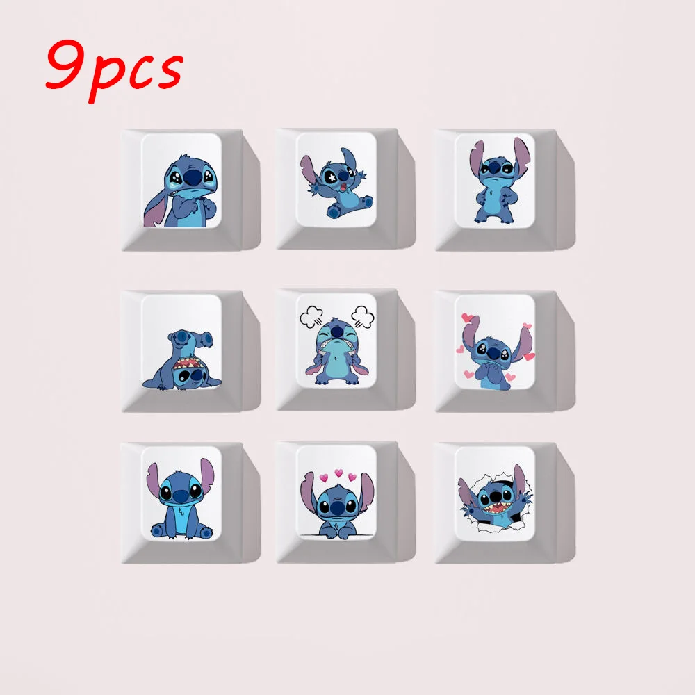 9-шт-колпачки-для-клавиш-disney-pbt-с-милой-мультяшной-прошивкой-игровая-механическая-клавиатура-diy-r4-высокоперсонализированные-колпачки-для-клавиш