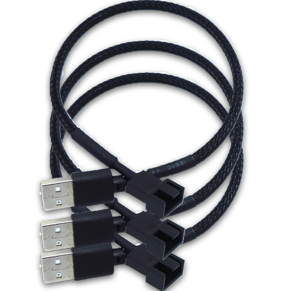 

3pc Computer Case Fan Conversion Cable USB to Adapter Connect Wire Nylon Mesh Power Connector for 5V Fans