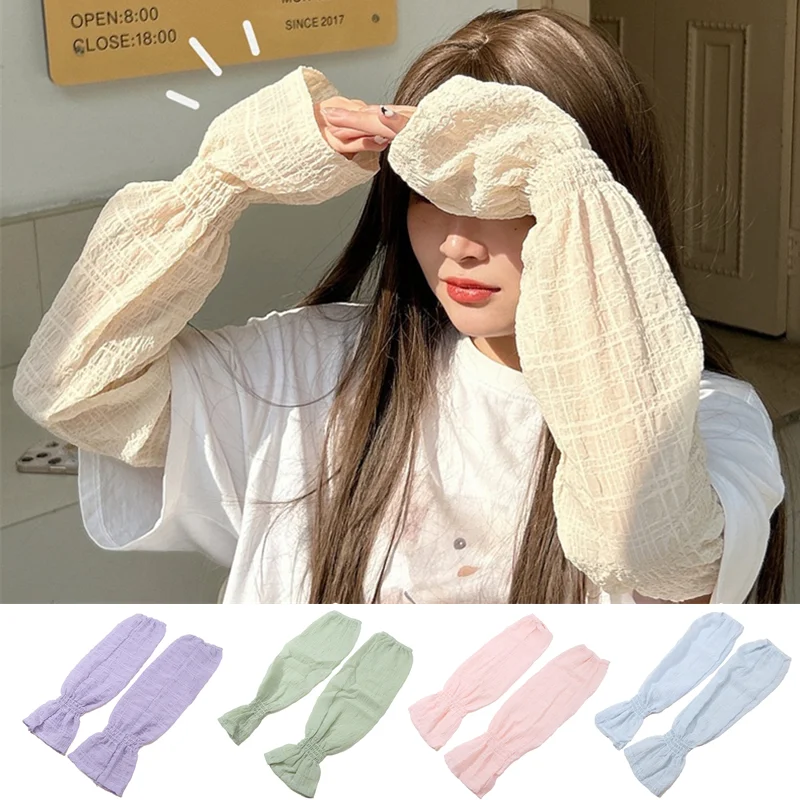 2024 Summer Long Fingerless Gloves Women Sun Protection Sleeves Gloves Lace Driving Arm Sleeve Sunscreen Uv Breathable Mittens