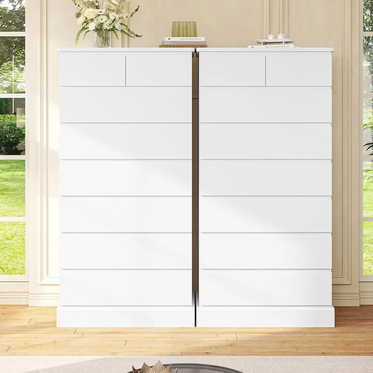 White Tall 8-Drawer Bedroom Dresser 59.6" Modern Wood Closet Organizer Storage Cabinet Large Vertical Hallway, Customized image 6