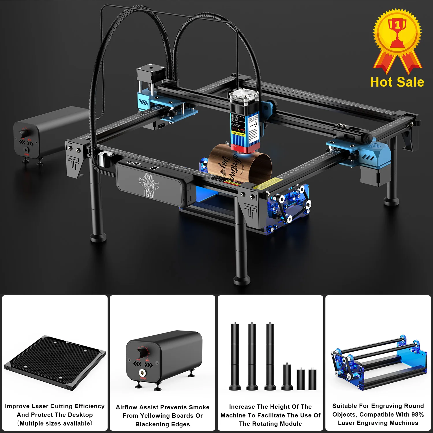 TwoTrees TTS-55 Pro Gravador a laser com controle offline Wifi 80W Máquina de corte e gravação a laser 445± 5nm Máquina CNC de luz azul