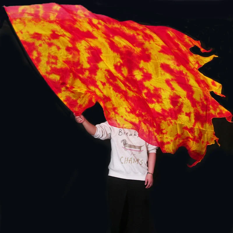 

Prophet Worship Praise Dance Silk Veil Flag 2pcs Flag+Fexible Sticks Curved Rod Female Silk Belly Dance Worship Fan Veil Tie-dye