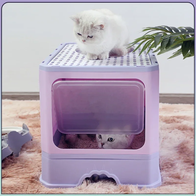 High Value Cat Litter Box Thickened Material Toilet with Falling Sand Pedal Convenient Drawer Sandbox for Cats