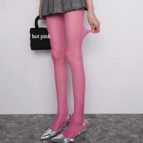 Erotic Hot Pink Pantyhose sheer Thigh High Bodystockings Women s Daily Panty hose sexxy Lingerie Goddess Hosiery out wear medias