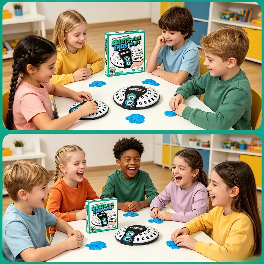 

New Fast Paced Family Word Game with Spinner Letter Wheel Party Board Game for Kids Adults Travel Interactive Educational Toy