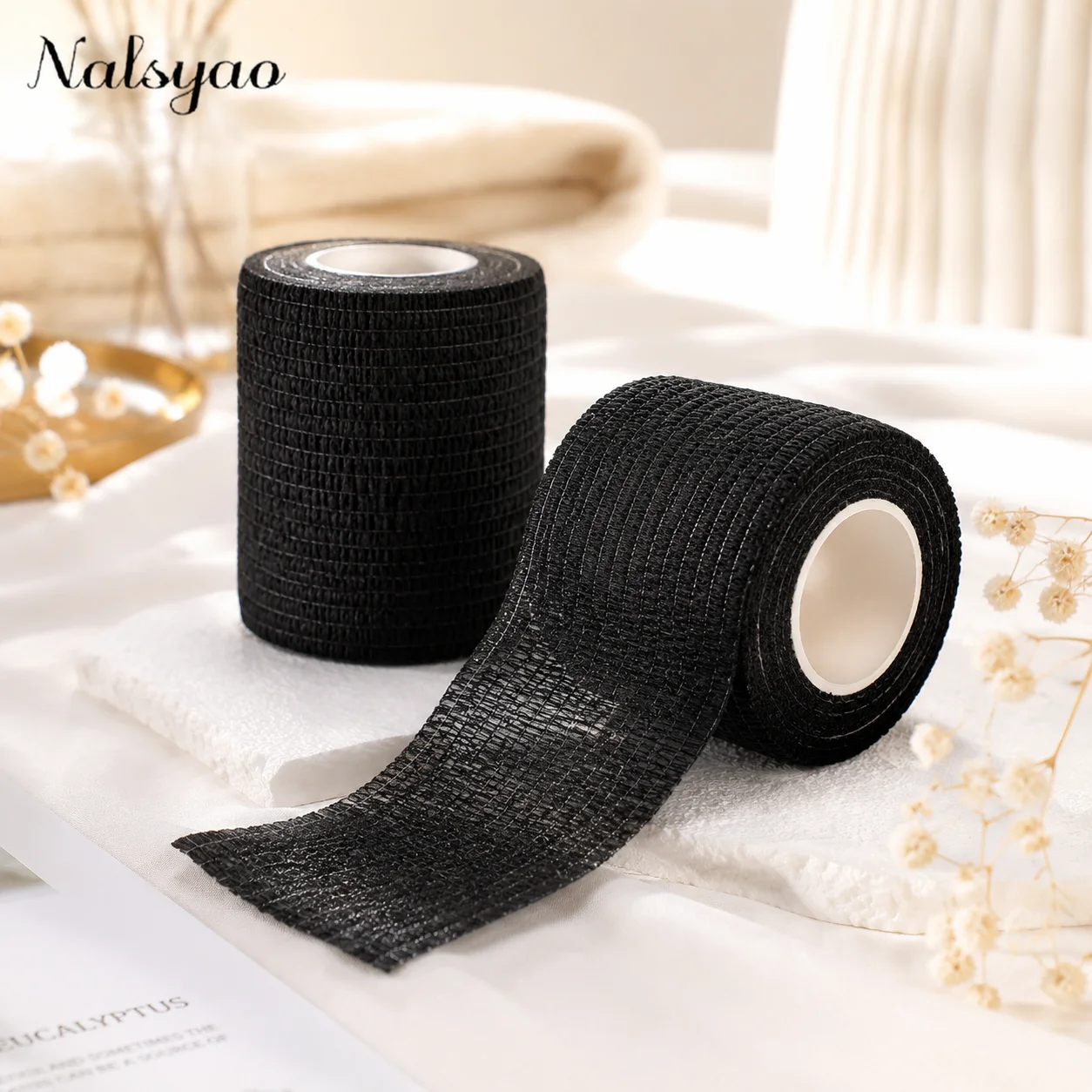 kinesiotape - Black Colour Athletic Elastic Bandage Self Adherent Cohesive Bandage Wrap Stretch Non Woven Self Adhesive Tape