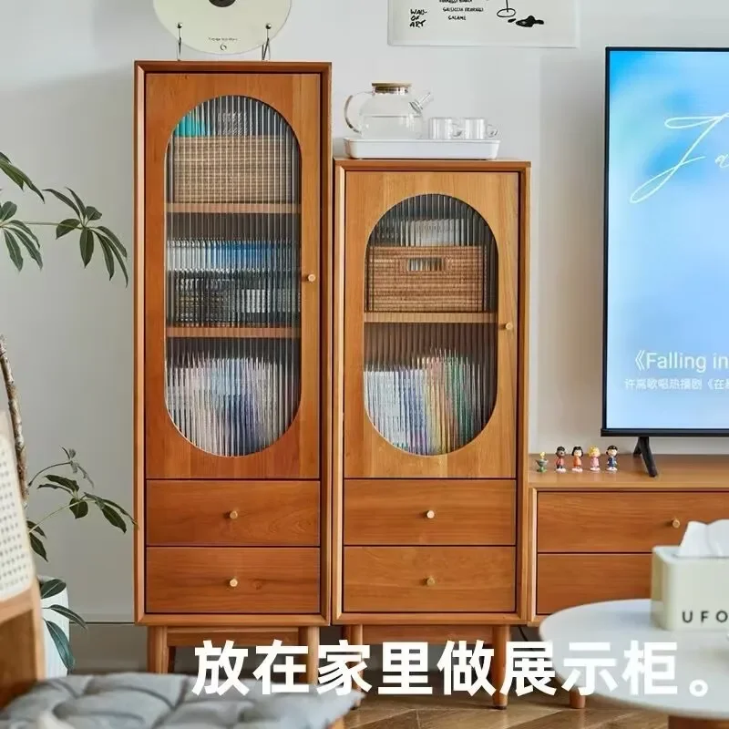 Mueble lateral pequeño de madera maciza, mueble de TV nórdico, mueble esquinero de almacenamiento para sala de estar, armario combinado, librería estrecha, sofá