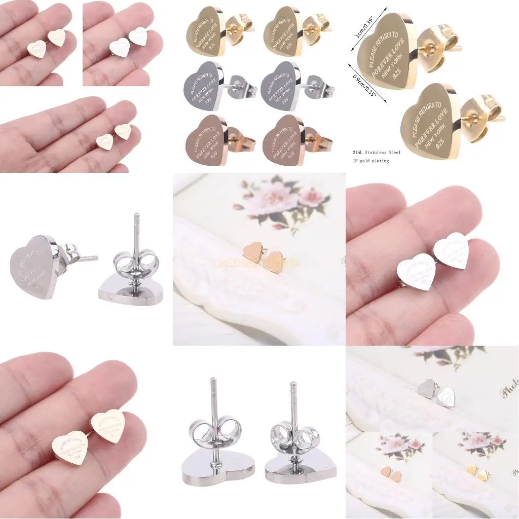 31BF Stainless Steel Love Forever Heart Earring Jewelry for Boyfriend Girlfriend