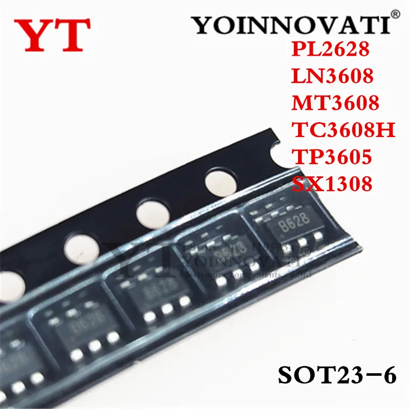 20PCS PL2628 LN3608 MT3608 TC3608H TP3605 SX1308 B628 SOT23-6