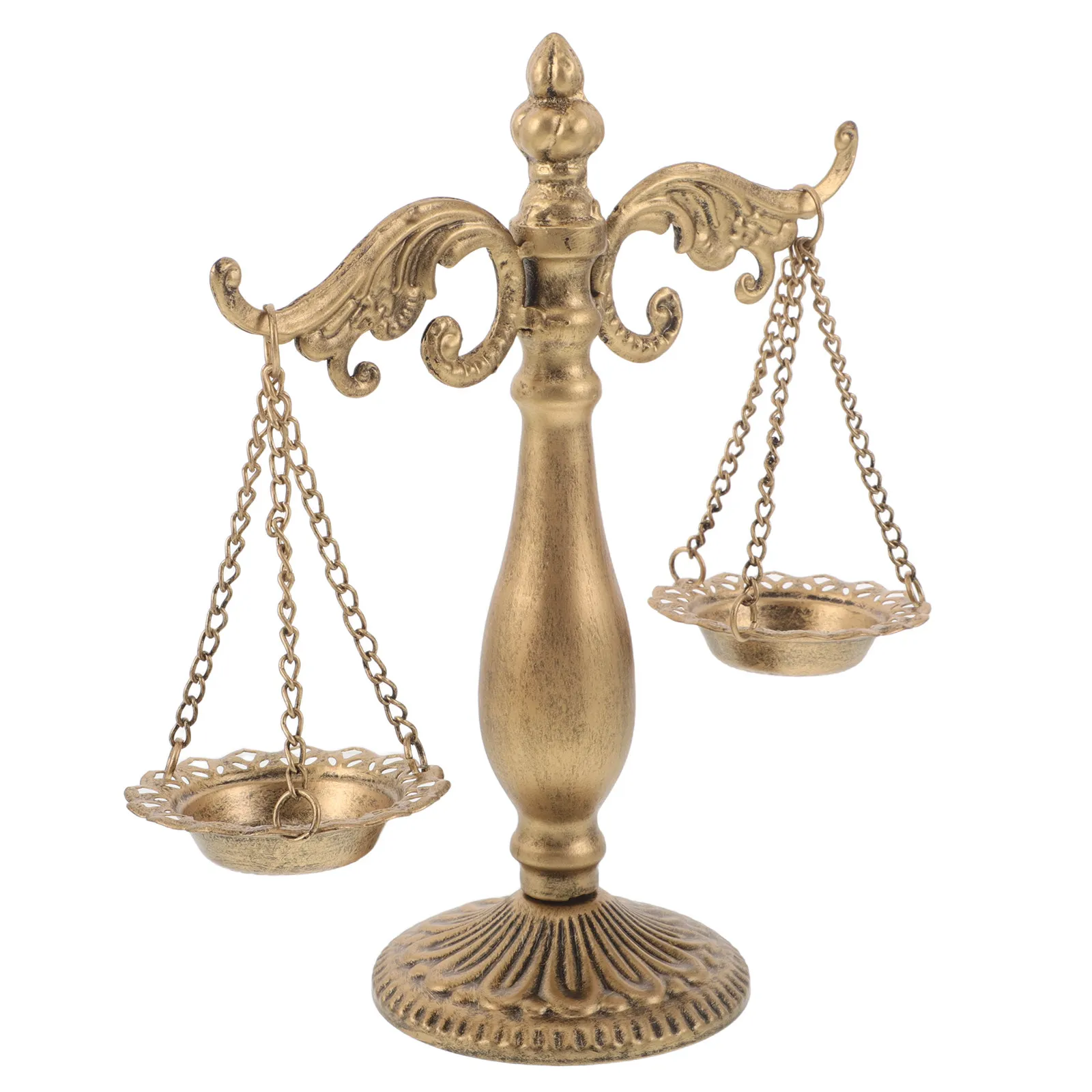 

Wrought Iron Vintage Balance Scale Libra Symbol Ornament Desktop Sculpture for Office Home Library Lawyer Decor Farmhouse Modern