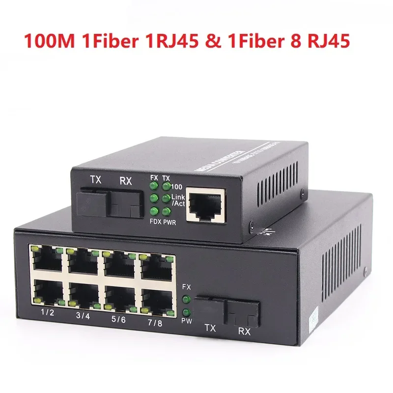 1 쌍의 광섬유 포트 RJ45 이더넷 포트 100/1000M 미디어 컨버터 단일 모드 Gigable 광섬유 광 트랜시버 단일 모드 20/25KM