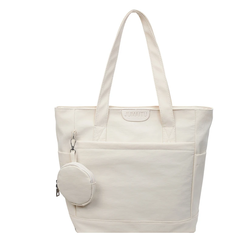 

Портативные стильные дизайнерские женские сумки большой вместимости, простая сумка-тоут 2025 года, повседневные однотонные новые нейлоновые сумки на плечо в классическом стиле