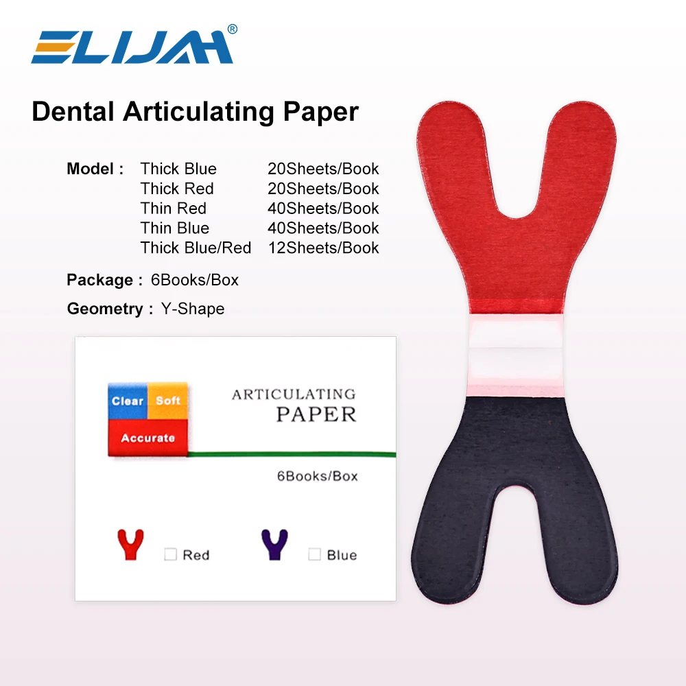 

ELIJAH Y Shape Dental Articulating Paper Oral Bite Paper for Occlusal and Interproximal Double-sided Bite Dentistry Materials