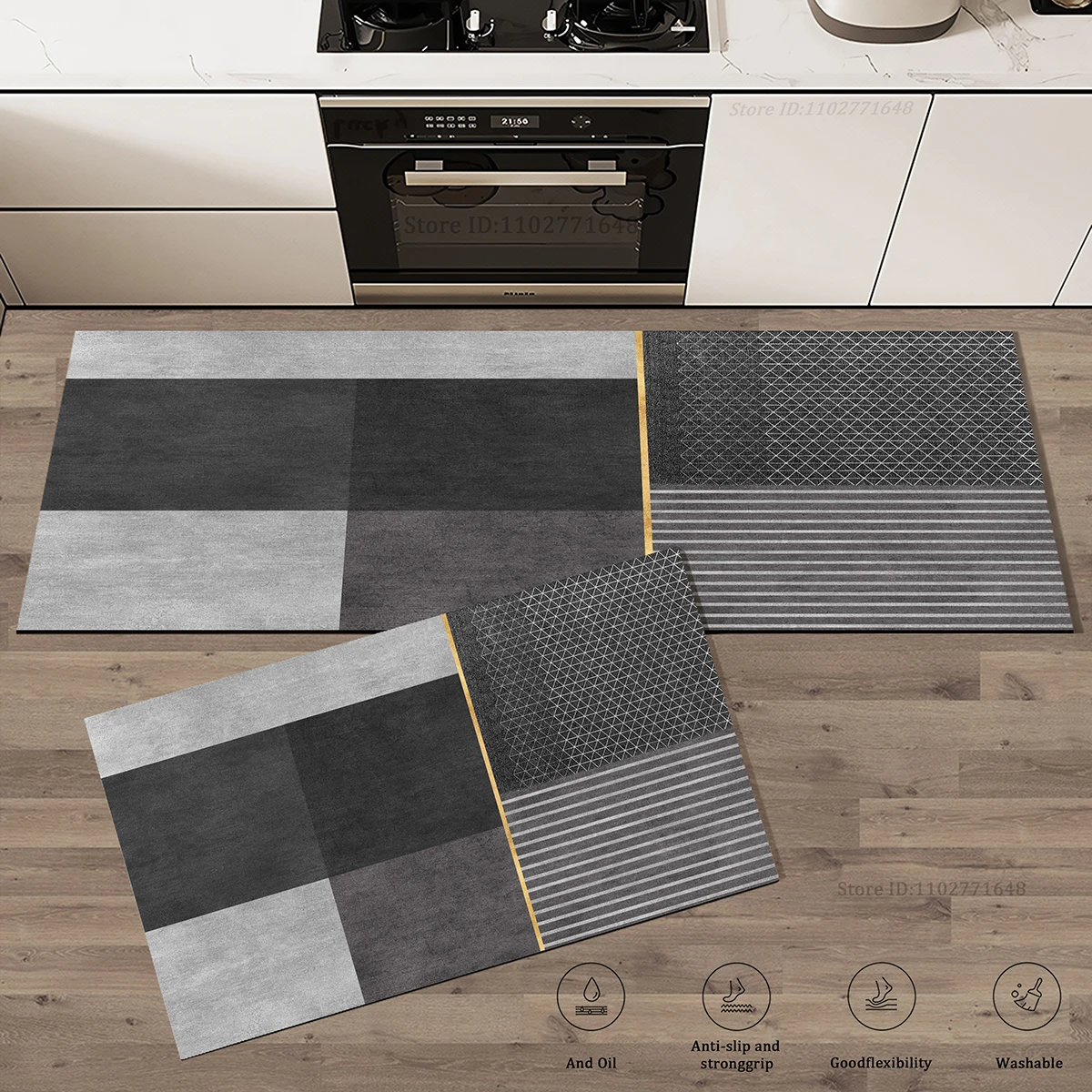 Kitchen Geometric Carpet Light Color Entrance Mat Simple Absorbent Non-Slip Doormat Rug Outdoor Indoor Durability Washable Rugs