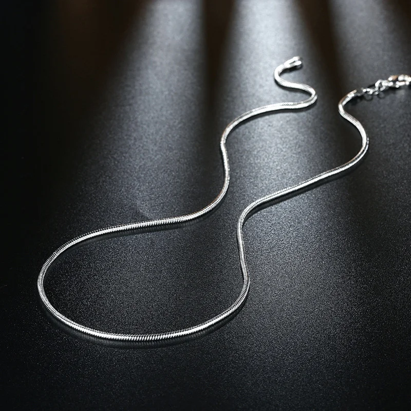 1PCS  925 Sterling Silver Snake Chain Necklace For Woman Man Fashion Jewelry image 3