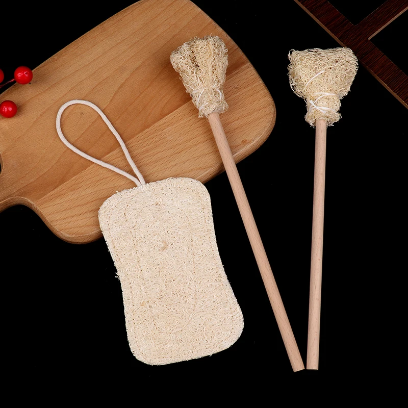 

1Pc Hand-Made Loofah Pen Cleaner Cup Brush Teapot Brush Loofah Brush Tea Ceremony Parts Long Handle Bottle Washing Brush