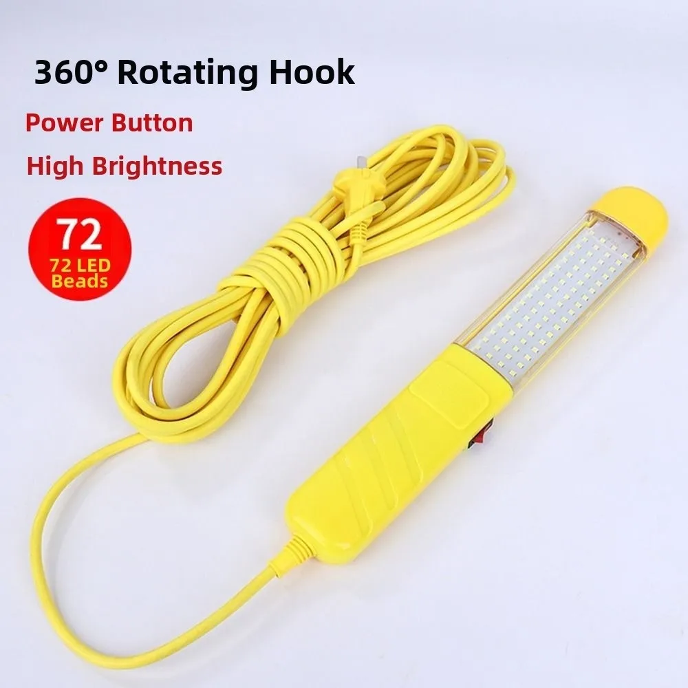 1pc 220V Magnetic Work Light Pure Copper Wire Heavy Duty Auto Repair Lamp High Brightness Plug-in Handheld Inspection Lamp
