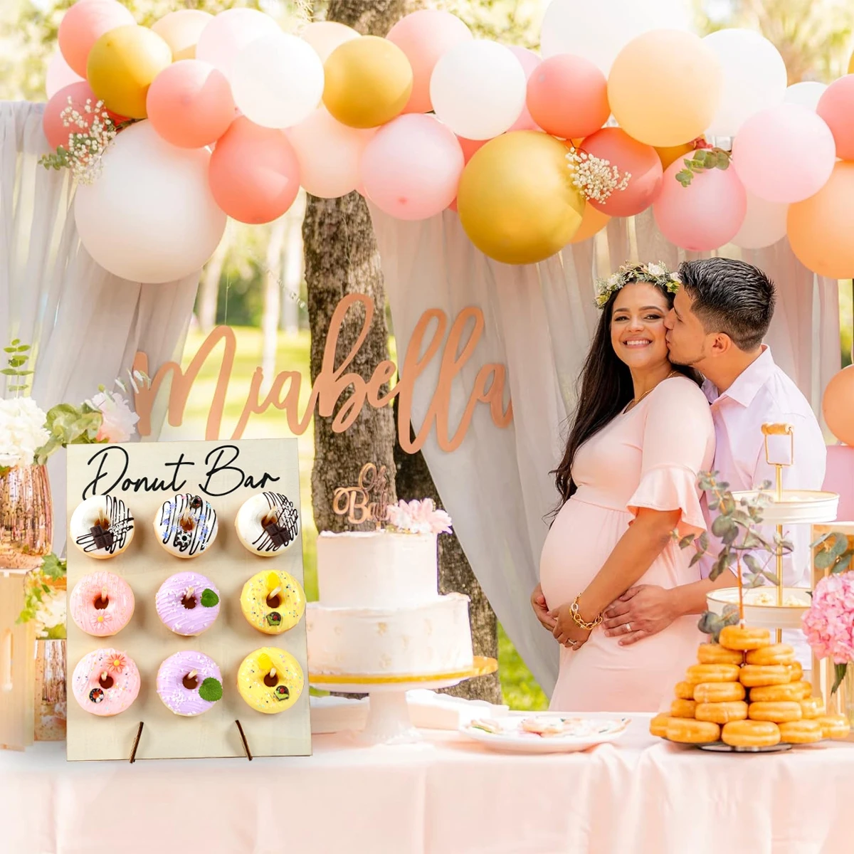 Donut Wall Display Donut stand for Parties Wooden Doughnut Stand Board for Donut Party Sweet Birthday Wedding Table Decorations