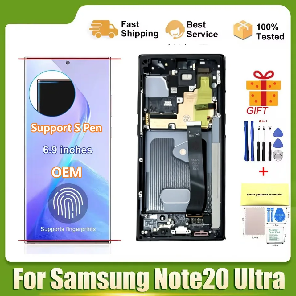 6.9'' Note 20 Ultra Screen Assembly for Samsung Galaxy Note20 Ultra 5G N985F N986B Lcd Display Digital Touch Screen with Frame - view 3