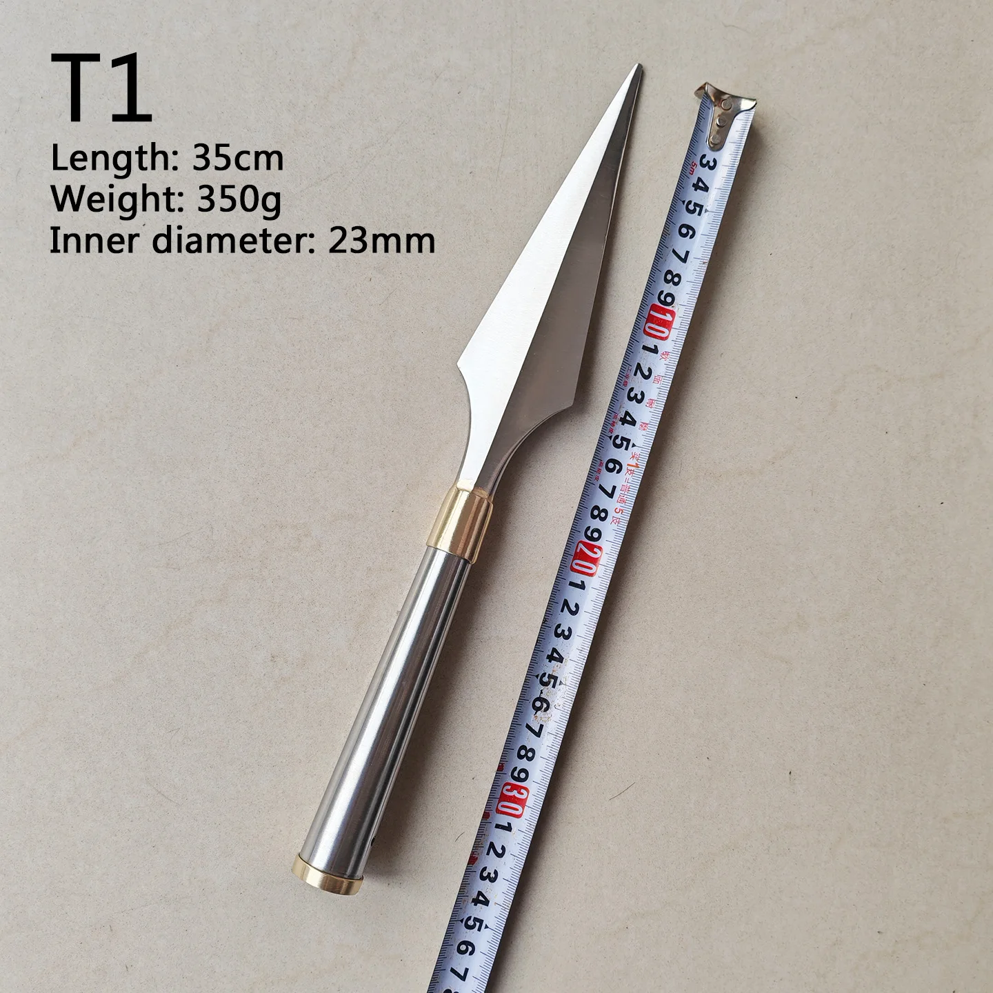 Martial Arts Equipment Red Tassel Spearhead Stainless Steel Training Spear Stage Copper Hoop Blunt-Edge Unsharpened Cutlery