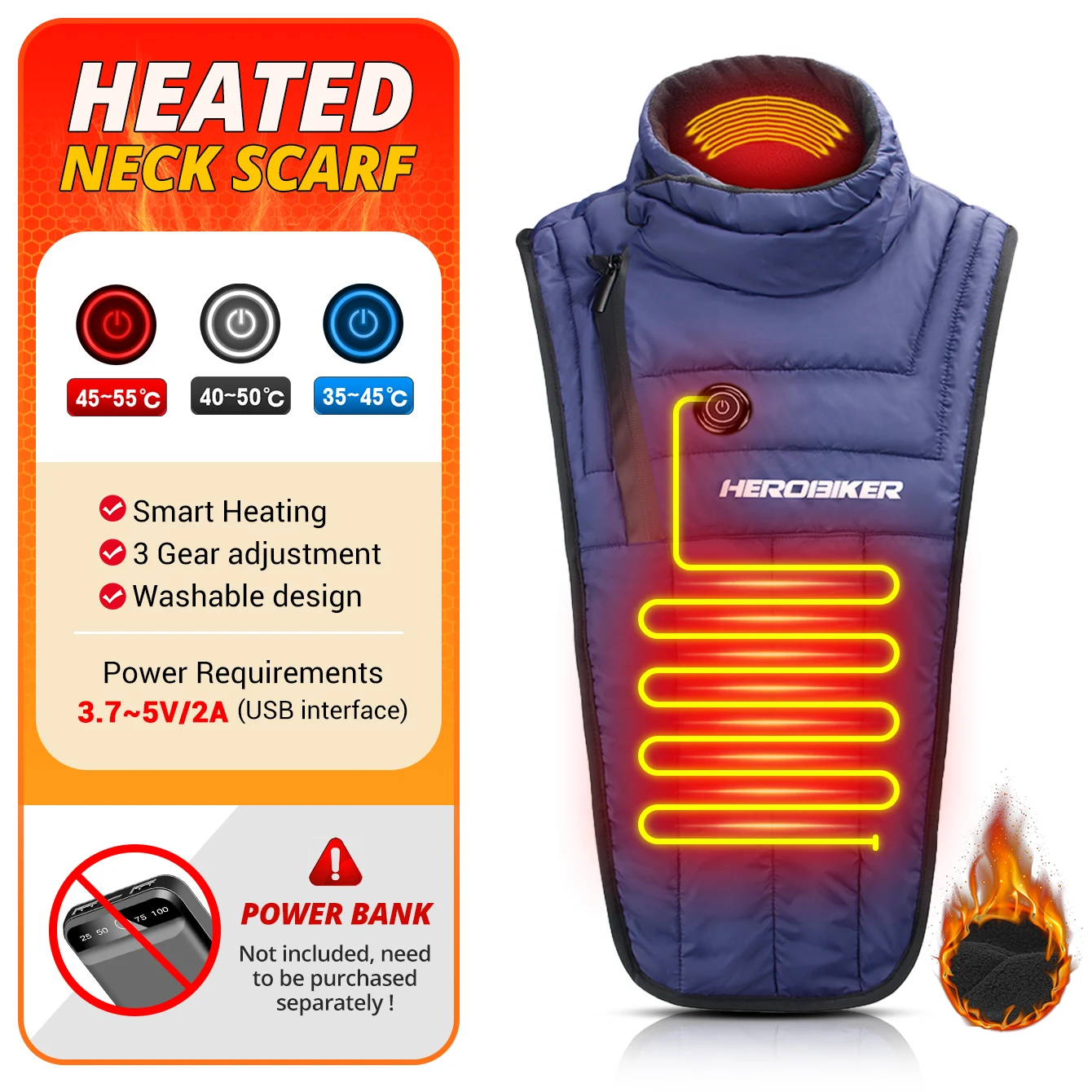 Winter Waterproof Motorcycle Neck Warmer Neck Chest Warm Windproof Outdoor Activities Cold Proof Heating Neck Snow Riding Warm