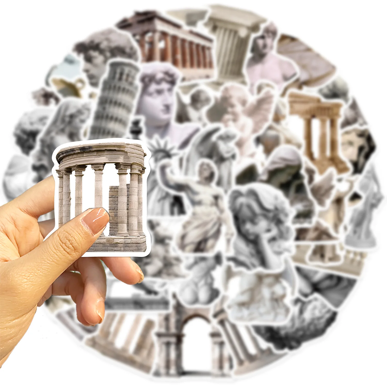 50Pcs Vintage Art Sculpture PVC Sticker Aesthetic Chidlren's Stationery Decoration Scrapbooking School Supplies