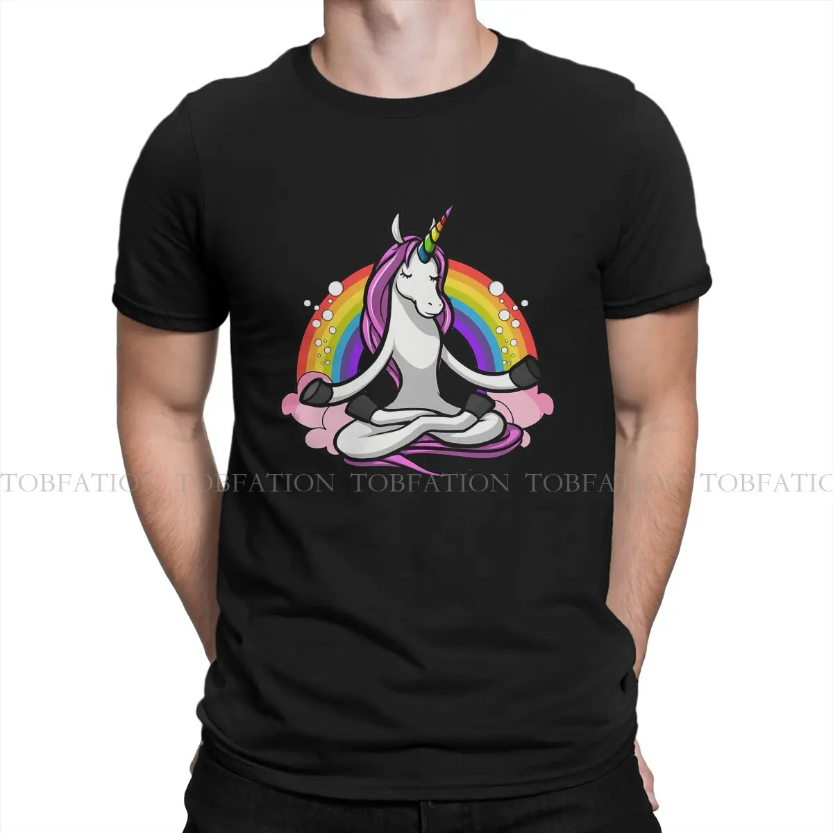 Unicorn Cute Crewneck TShirts Zen Yoga Classic Print Homme T Shirt New Trend Tops Size S-6XL